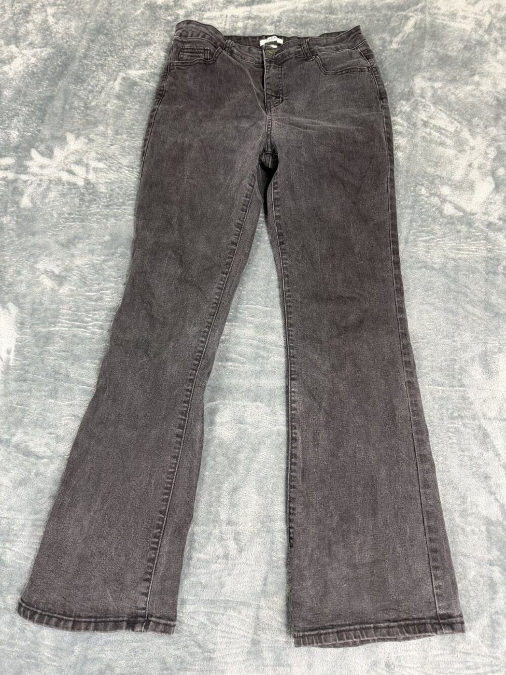 Bleu Womens Black Washed Flared-Leg Jeans 10